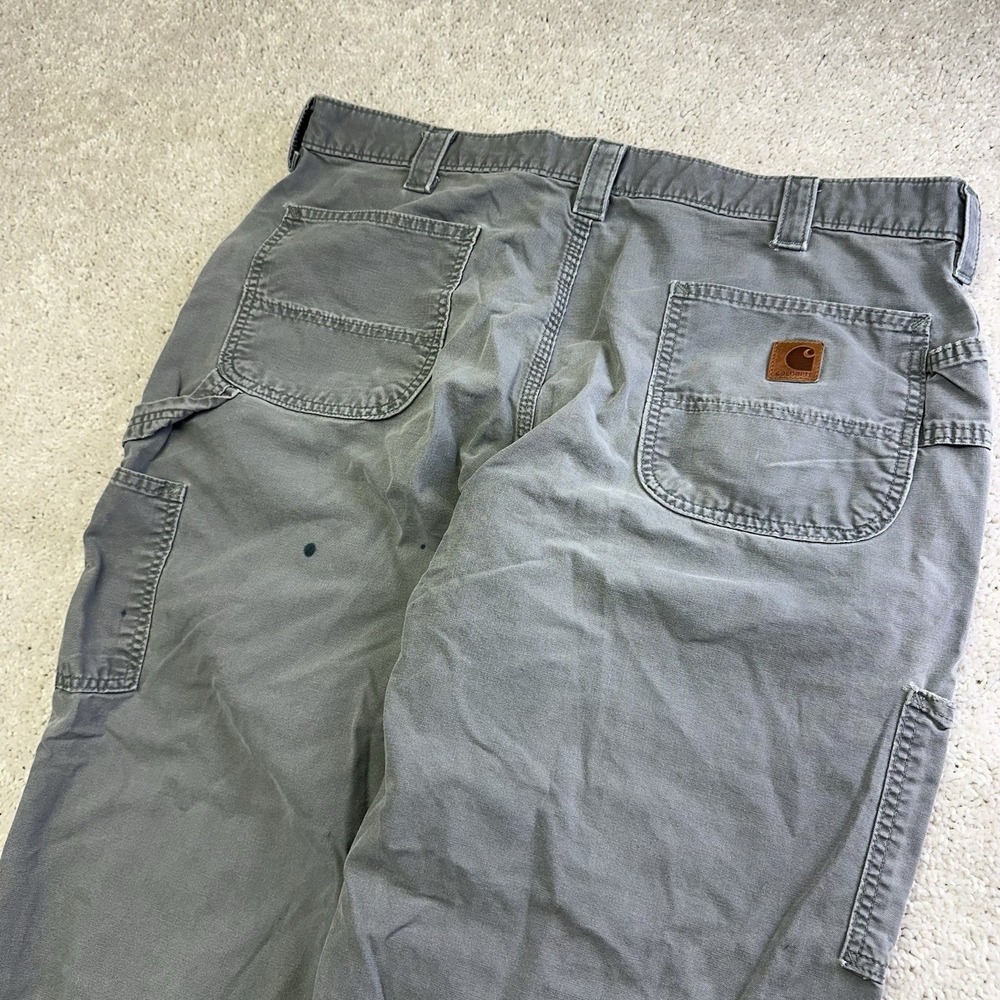 Carhartt Canvas Work Cargo Pants Mens Grey‎ 40x30 B151-FAT Utility